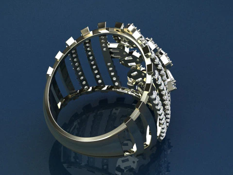Diamonds Baguettes Ring 3D Print Model