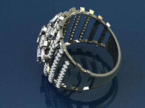 Diamonds Baguettes Ring 3D Print Model