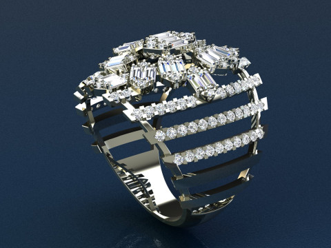 Diamonds Baguettes Ring Modello di stampa 3D