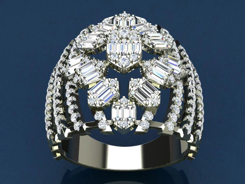 Diamonds Baguettes Ring 3D Print Model
