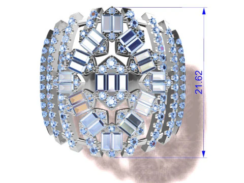 Diamonds Baguettes Ring 3D Print Model