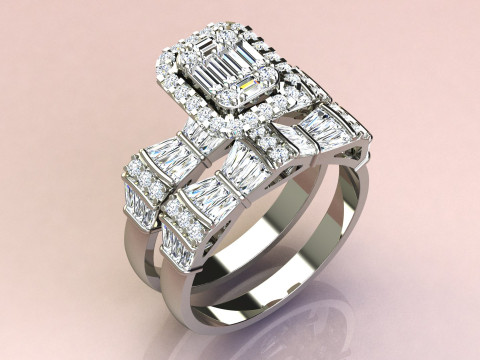 Set Baguettes Diamonds Rings Modelo de impresión 3D