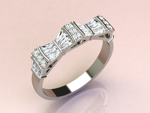 Set Baguettes Diamonds Rings 3Dプリントモデル