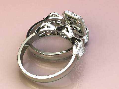 Set Baguettes Diamonds Rings 3Dプリントモデル