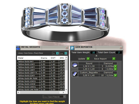 Set Baguettes Diamonds Rings 3Dプリントモデル