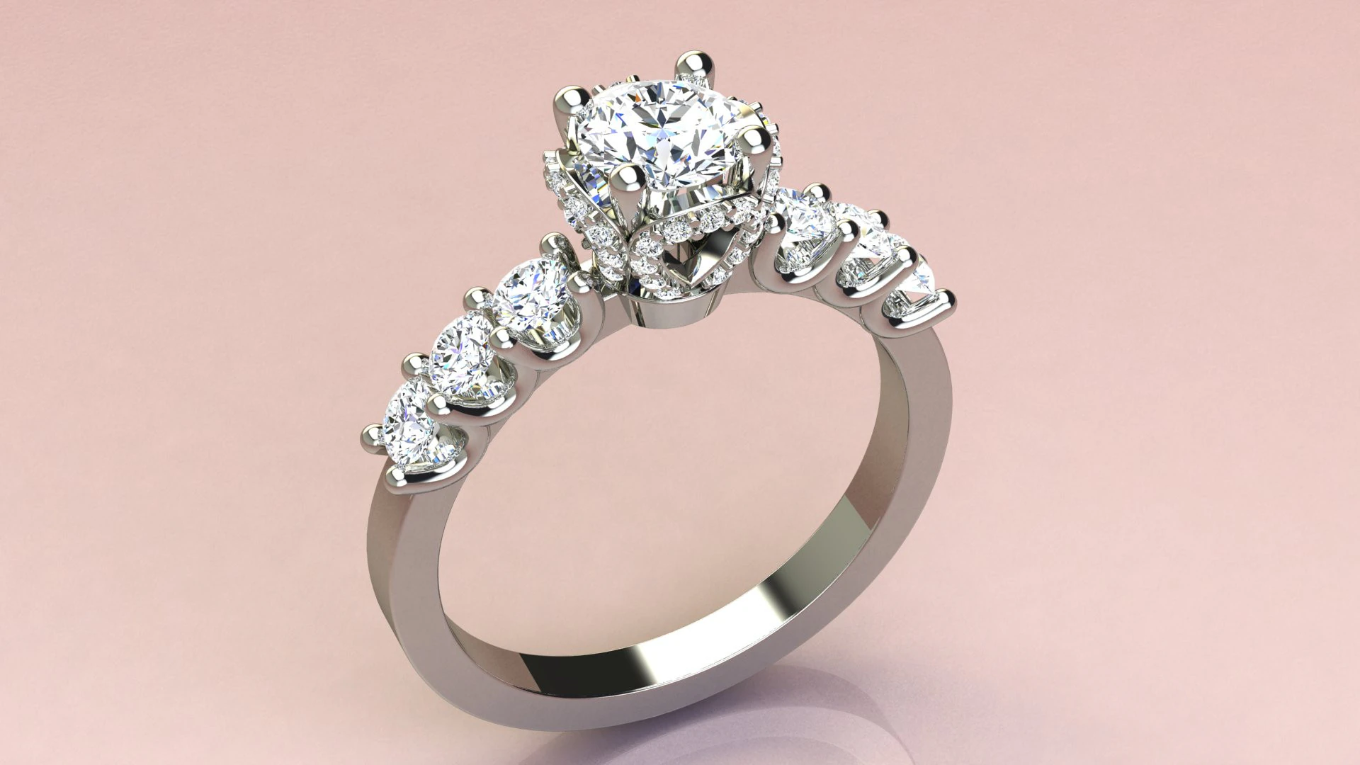 Diamond Ring 3D Print Model .c4d .max .obj .3ds .fbx .stl .blend 