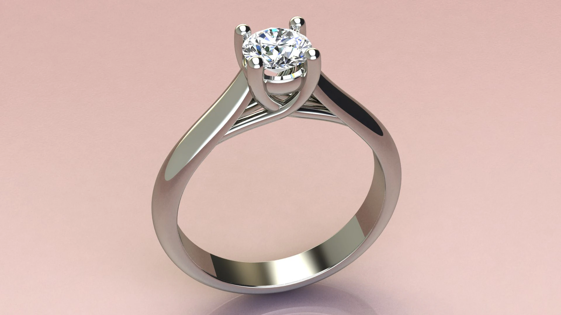 One Diamond Ring 3D Print Model .c4d .max .obj .3ds .fbx .stl .blend 