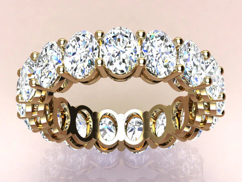 Oval Diamonds Ring 3D Print Model