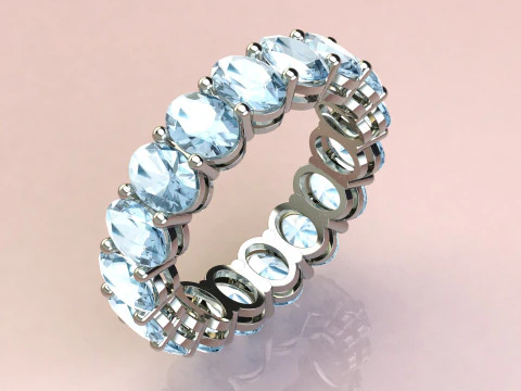 Oval Diamonds Ring 3D Print Model