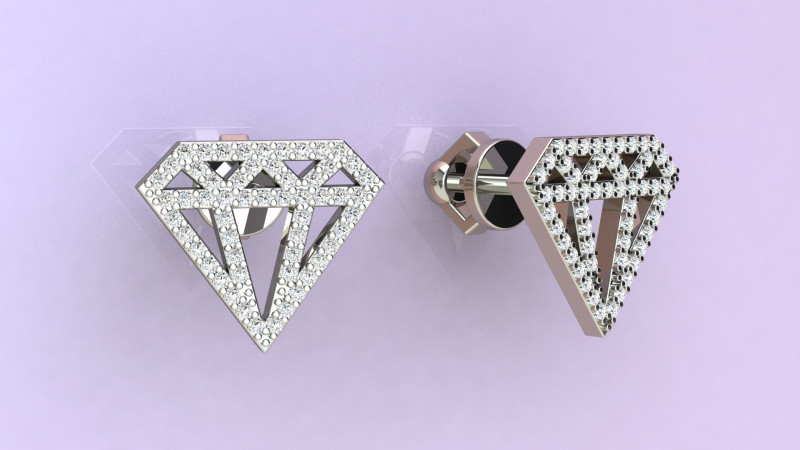 Diamond Earings Modèles 3D en vedette .c4d .max .obj .3ds .fbx .stl .blend