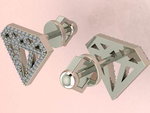 Diamond Earings Modèles 3D en vedette
