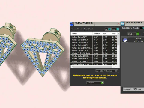 Pendientes de diamantes Modelo de impresión 3D