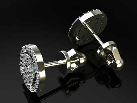 Round Diamonds Baguettes Earrings 3D-printmodel