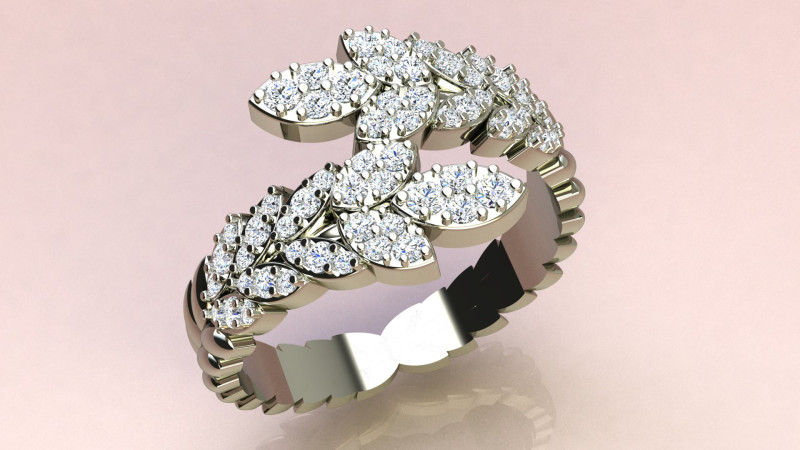 Ring leaves with diamonds 3D Druckmodell .c4d .max .obj .3ds .fbx .stl .blend