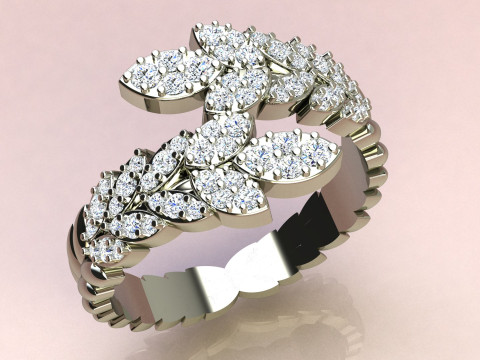 Ring leaves with diamonds 3D 打印模型