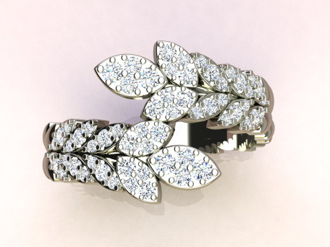 Ring leaves with diamonds 3D Druckmodell