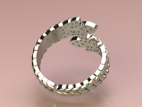Ring leaves with diamonds 3D Druckmodell