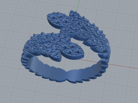 Ring leaves with diamonds 3D Druckmodell