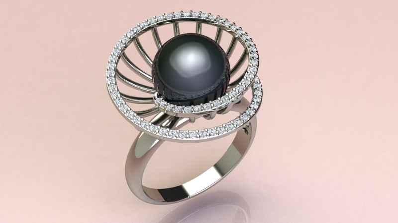 Ring with pearls and diamonds 3D प्रिंट मॉडल .c4d .max .obj .3ds .fbx .stl .blend