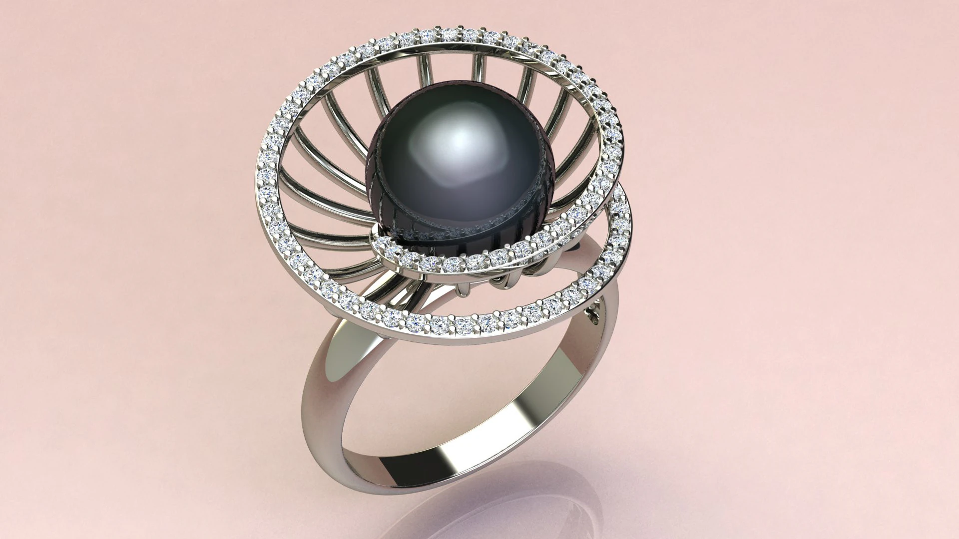 Ring with pearls and diamonds 3D Print Model .c4d .max .obj .3ds .fbx .stl .blend