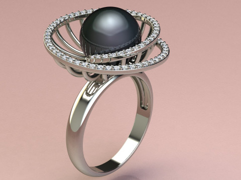 Ring with pearls and diamonds 3D प्रिंट मॉडल