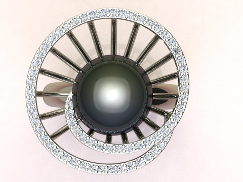 Ring with pearls and diamonds 3D प्रिंट मॉडल
