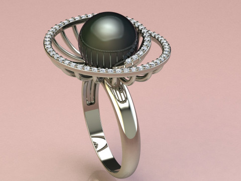 Ring with pearls and diamonds 3D प्रिंट मॉडल