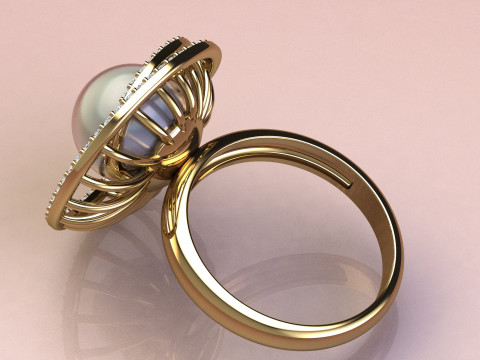 Ring with pearls and diamonds 3D प्रिंट मॉडल