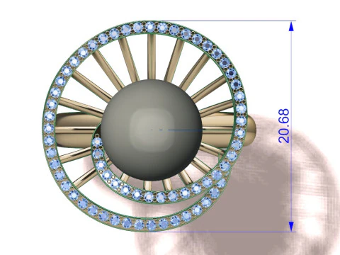 Ring with pearls and diamonds 3D Print Model