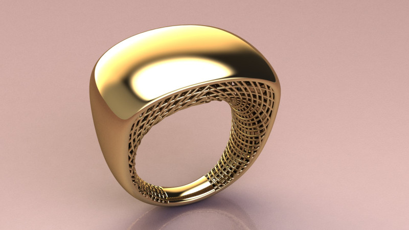 Ring with mesh 3Dプリントモデル .c4d .max .obj .3ds .fbx .stl .blend