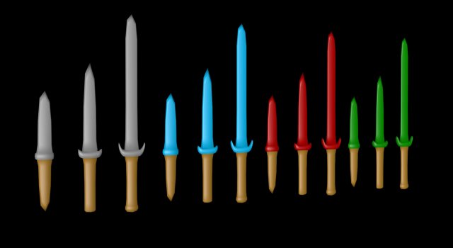 lowpolymedievalsowrds 3D Model .c4d .max .obj .3ds .fbx .stl .blend 