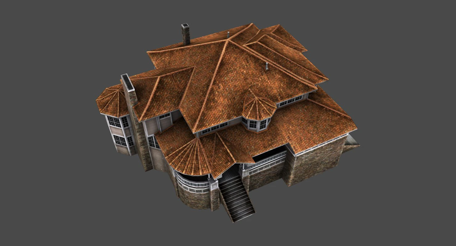 old luxury house low poly 3D Model .c4d .max .obj .3ds .fbx .stl .blend