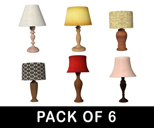 table lamps collection - pack of 6 3D मॉडल .c4d .max .obj .3ds .fbx .stl .blend 