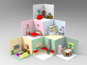 Ізометричні домашнього інтер'єру 3D Модель