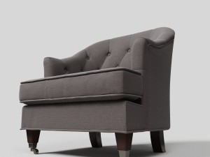 gray fabric upholstered accent chair 3D Model