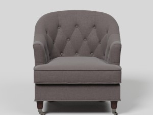 gray fabric upholstered accent chair 3D Model