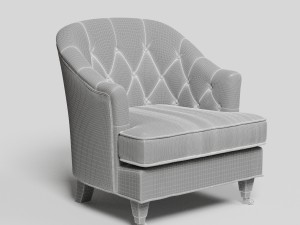 gray fabric upholstered accent chair 3D Model