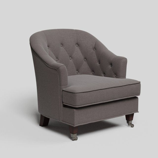 gray fabric upholstered accent chair 3D Model .c4d .max .obj .3ds .fbx .stl .blend 