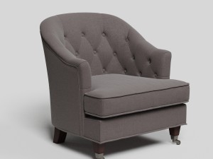 gray fabric upholstered accent chair 3D Model