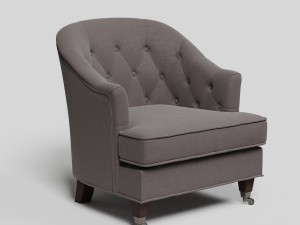 gray fabric upholstered accent chair 3D Model