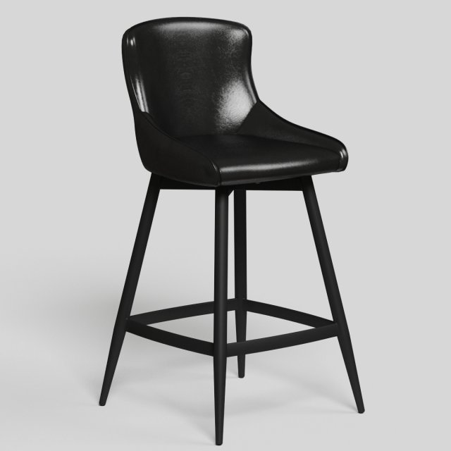 leather black bar stool high detail swivel 3D Модель .c4d .max .obj .3ds .fbx .stl .blend 