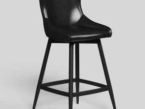 leather black bar stool high detail swivel 3D Model