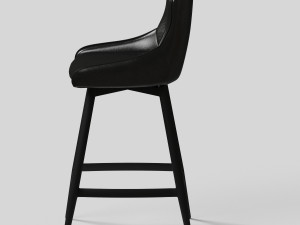 leather black bar stool high detail swivel 3D Модель