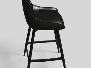 leather black bar stool high detail swivel 3D Модель