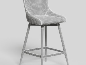 leather black bar stool high detail swivel 3D Модель