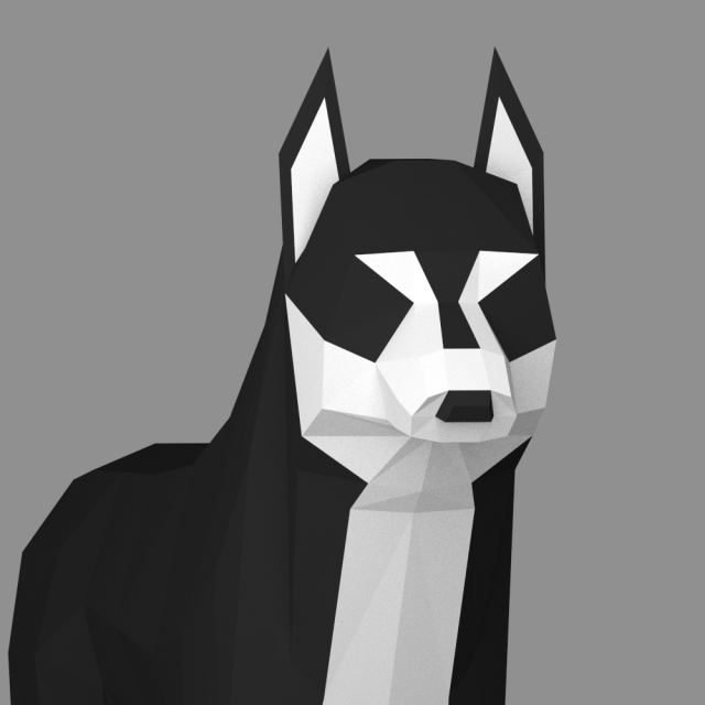 low poly siberian husky rigged 3D 모델 .c4d .max .obj .3ds .fbx .stl .blend 