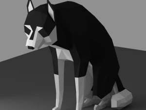 low poly siberian husky rigged 3D Model