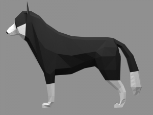 low poly siberian husky rigged 3D 모델