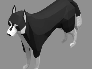 low poly siberian husky rigged 3D Model
