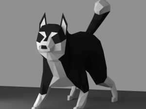 low poly siberian husky rigged 3D 모델